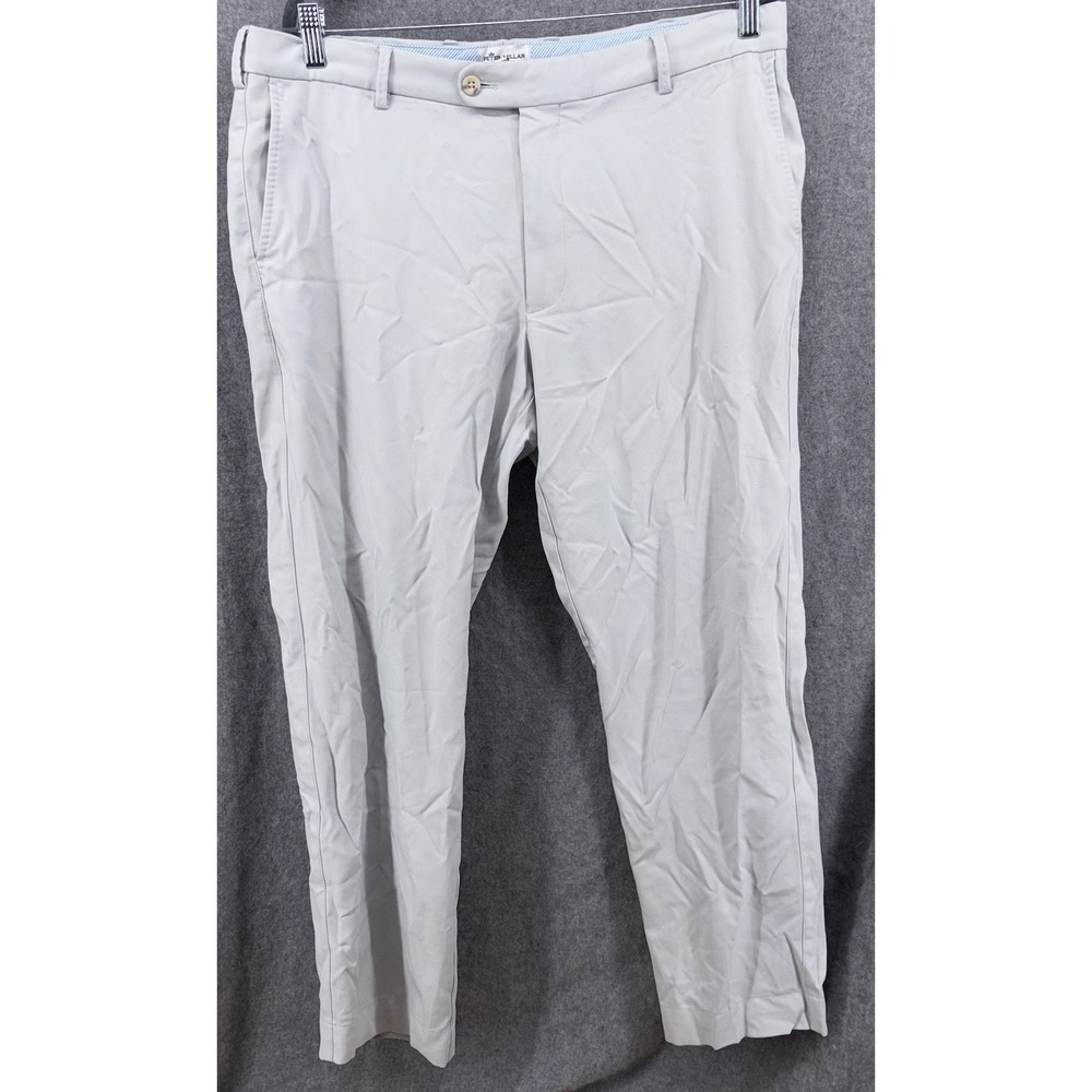 Peter Millar Golf Pants Men's 36x30 Gray Durham Stretch EB78 Crown Logo Wicking - Picture 2 of 7